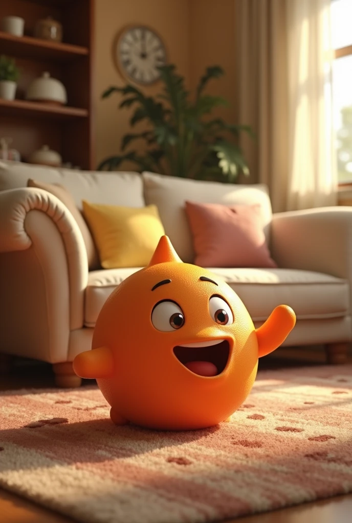 A background with a couch and a Pixar-style ball