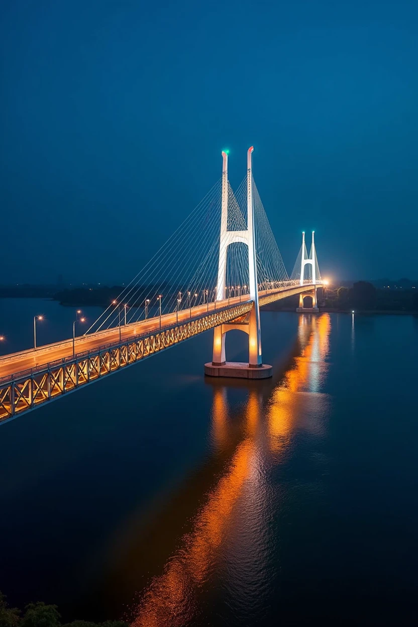Padma Bridge Of Bangladesh is stands on the river of Padma. It looks so gorgeous at the night when a drone camera moving on this bridge it's lightning and river views attract everyone.