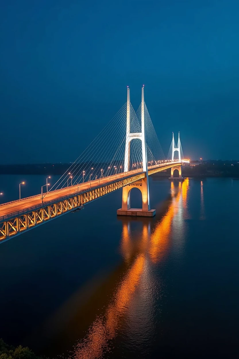 Padma Bridge Of Bangladesh is stands on the river of Padma. It looks so gorgeous at the night when a drone camera moving on this bridge it's lightning and river views attract everyone.