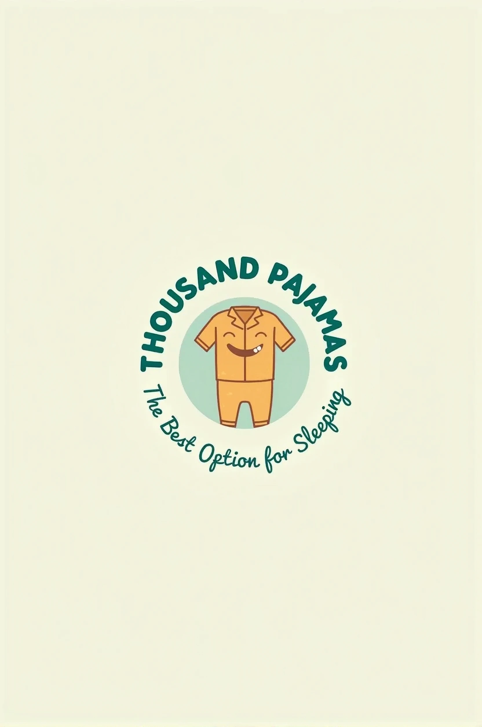 A logo of a combination of a pair of pajamas with a smile, surrounded by a circle containing the name of "20 thousand pajamas" and the slogan "The best option for sleeping".
Colors can be soft like light blue, soft green or beige. The typography can be Pacifico.