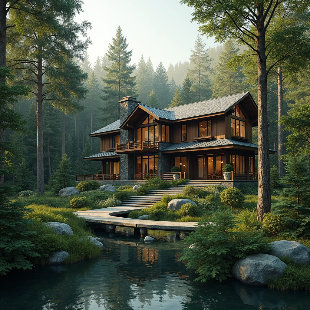 Create a beautiful villa in the woods where it is beautiful 
