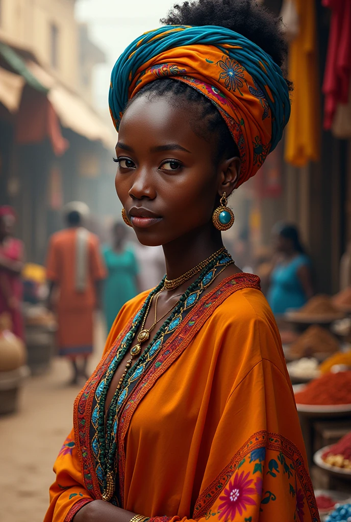 Femme africaine dans un marché 