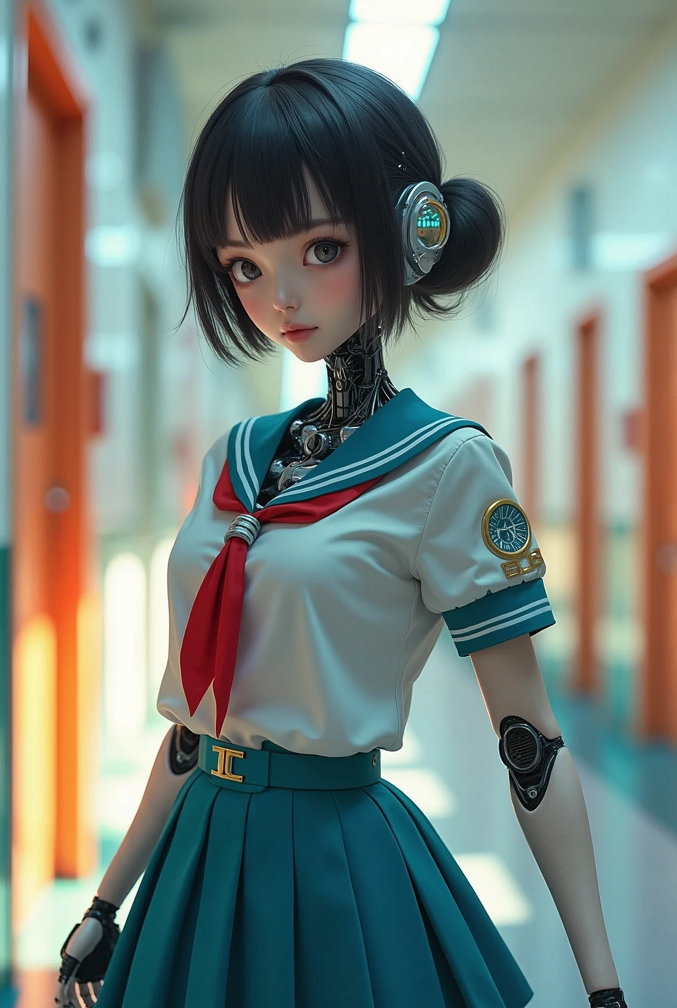 A robotic japanese school girl