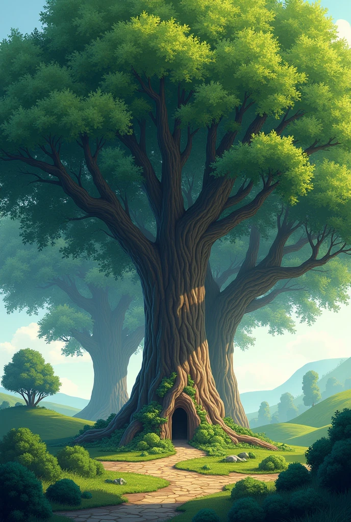 Trees with large crowns, drawing style