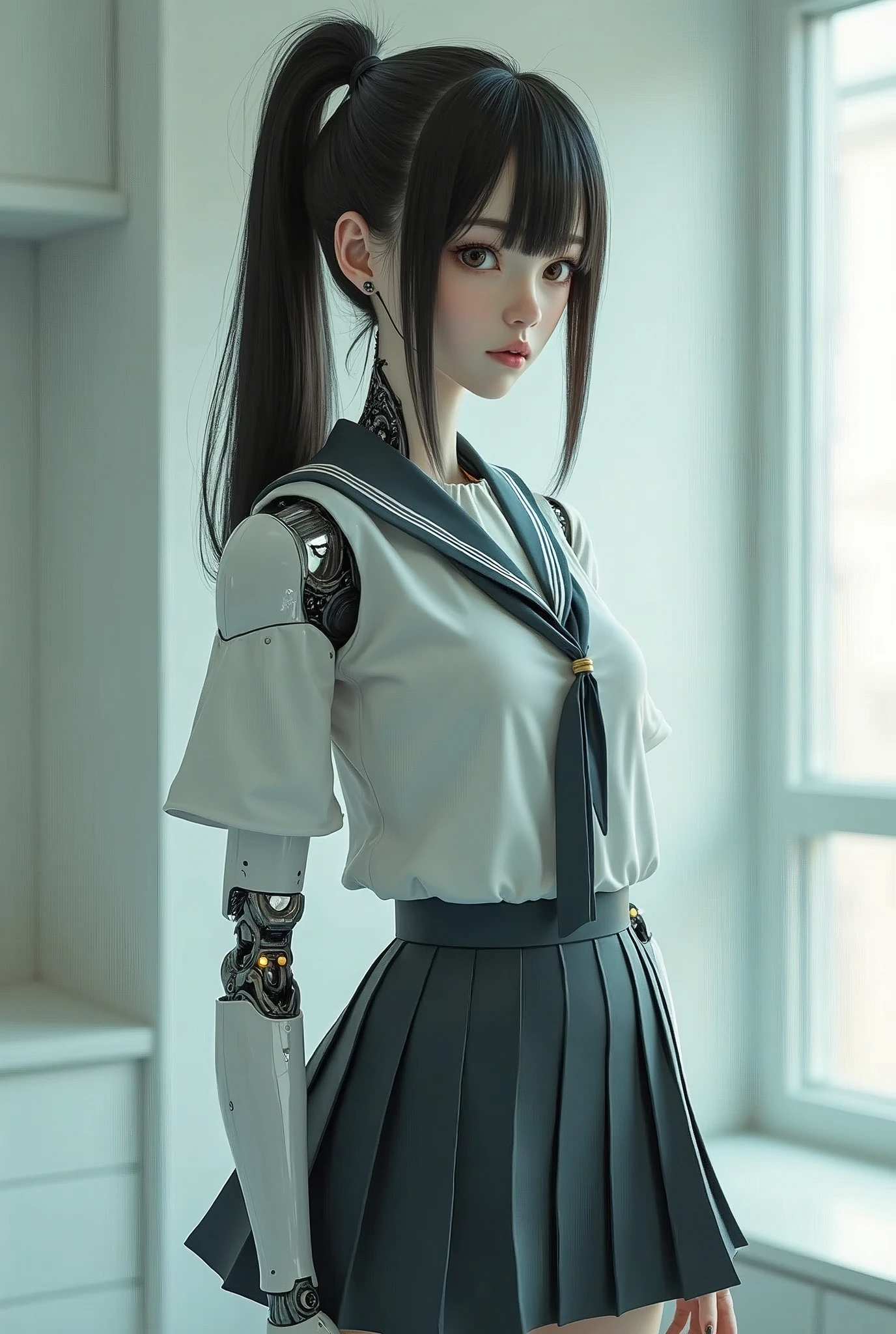 A robotic japanese school girl