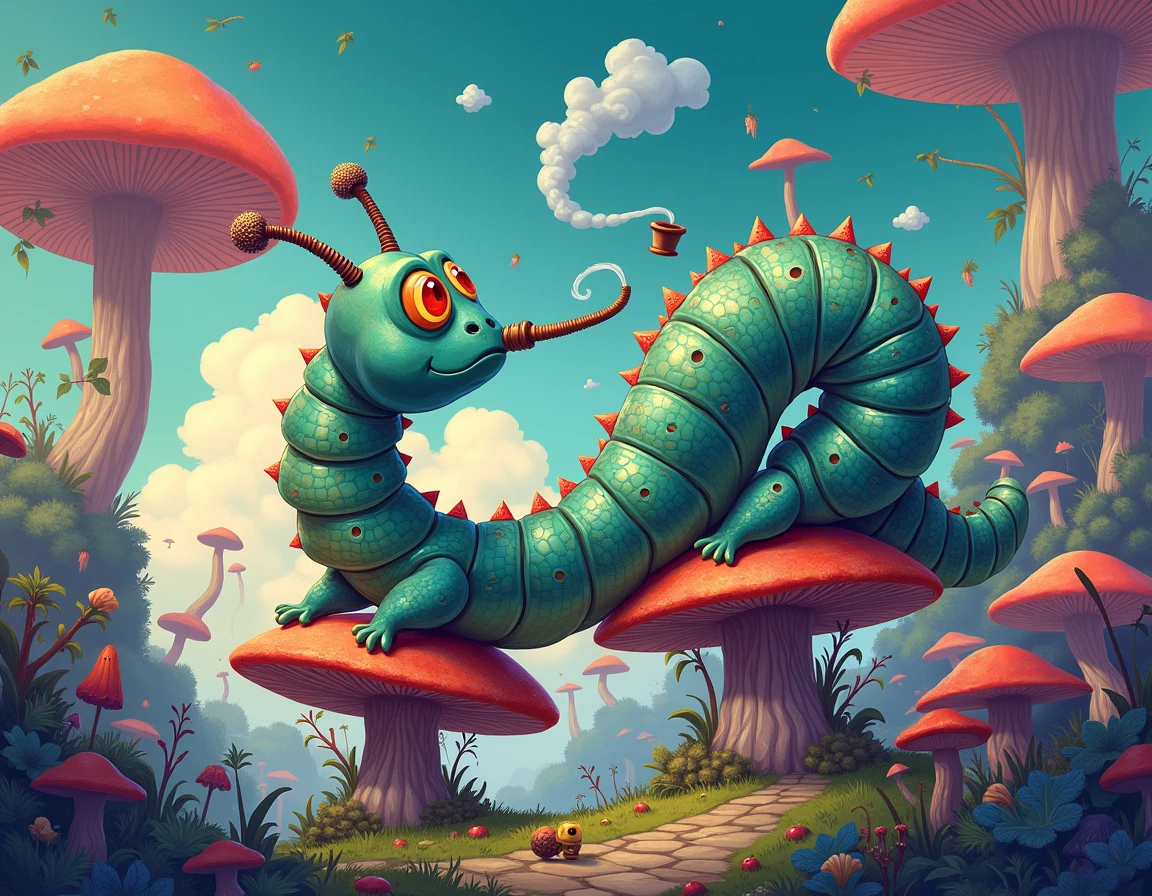 Do a image of the character "The caterpillar" of the movie alicia on the wonderful world