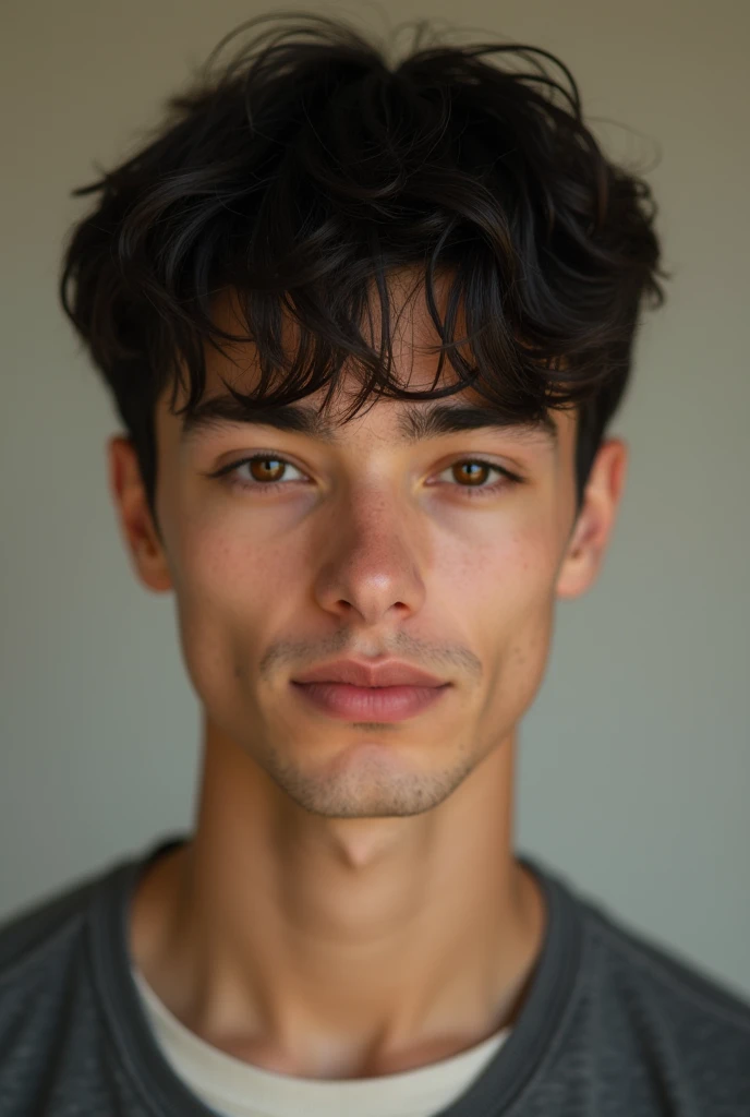 Photo d'un homme anglais, cheveux noir, yeux sombres, peau mate, mignon, sans barbe.


