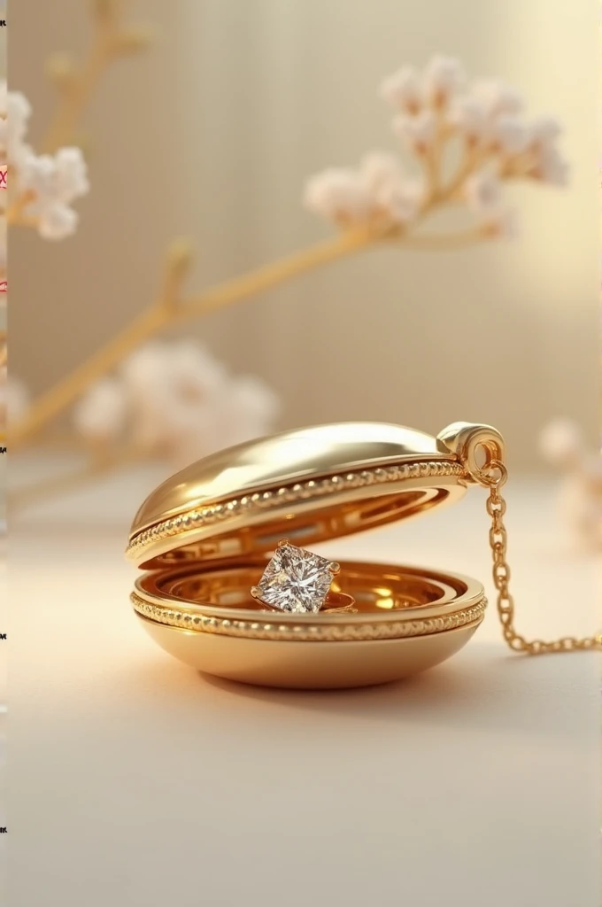 Small gold jewelery that opens on top to reveal its diamond inside jewelry design products