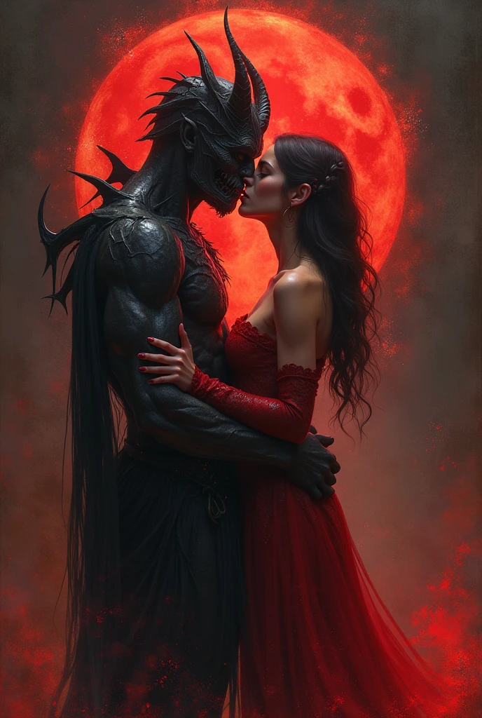The sexy girl loves the demon, love, sex sex sex (art inspired in Bill Sienkiewicz). oil painting) (best quality,4k,8k,highres,masterpiece:1.2),ultra-detailed,(realistic,photorealistic,photo-realistic:1.37),intricate details,vivid colors,sharp focus,professional,Dave McKean artwork, oil touch of surrealism,oil painting style