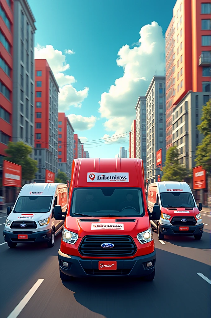 You are a Digital Design and Marketing professional. Send me an image for an ad to advertise, with the company name “Oliveira Express Multiservice”, with motorcycles, fiorinos and trucks, catchy phrases like “Pickups and Deliveries” “Safe” and “Efficiency”