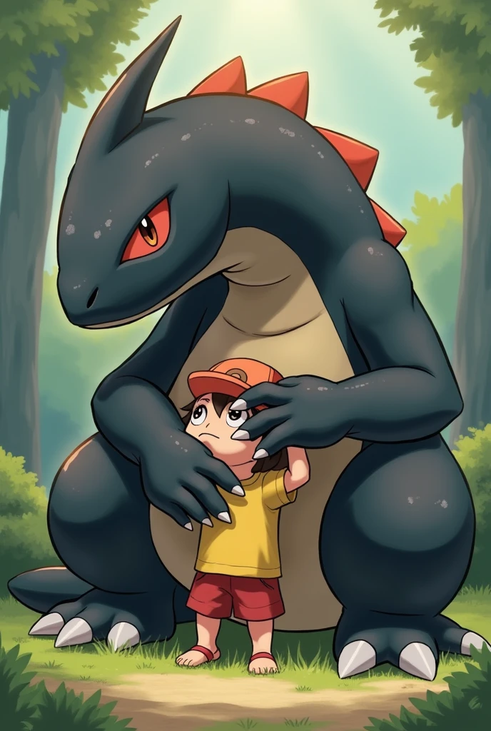 Garchomp hugging a kid