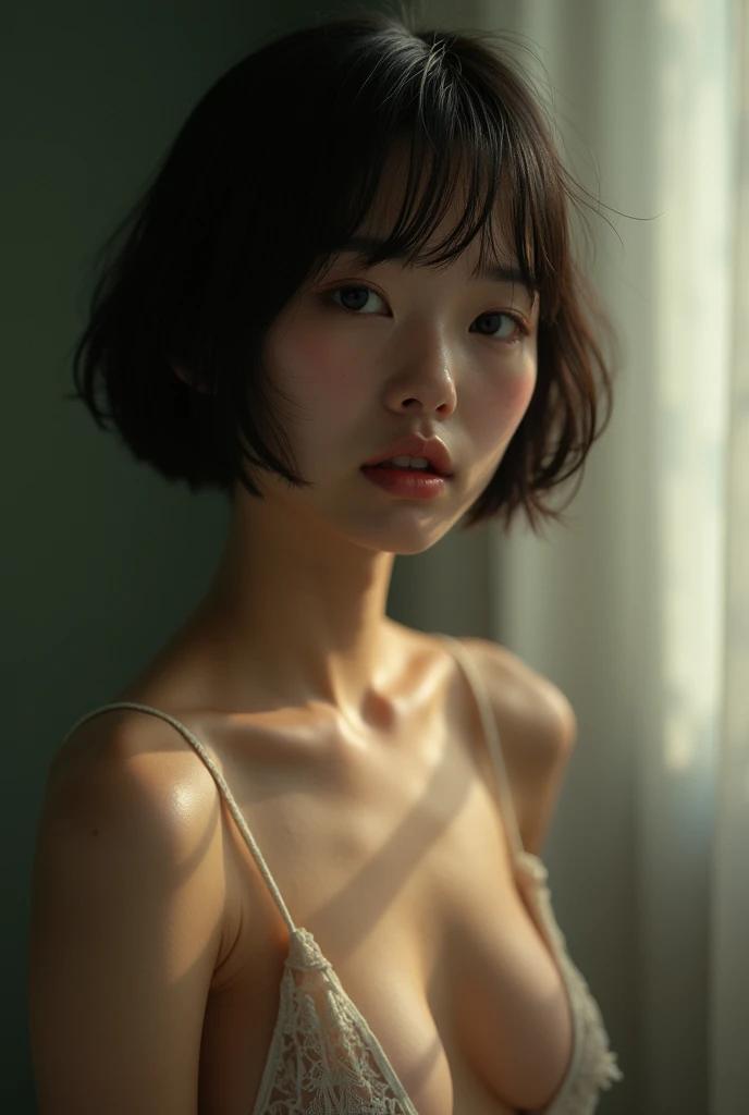 Black Hair、Asian、Japanese、woman、naked、、semen、Pussy、Pussy、Creampie、Ahegao、Take off your clothes、Bobcut、Atmospheric Perspective、8k、Super detailed、Highest quality