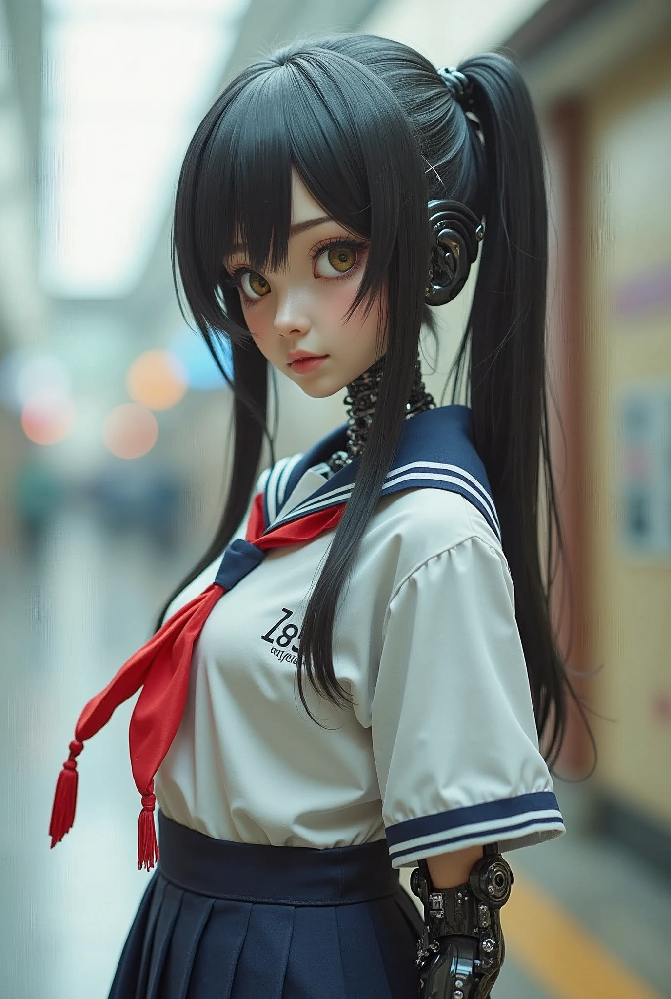 A robotic japanese school girl