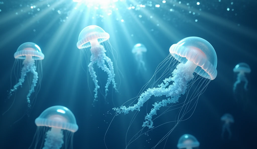 Jellyfish, floating with no feet