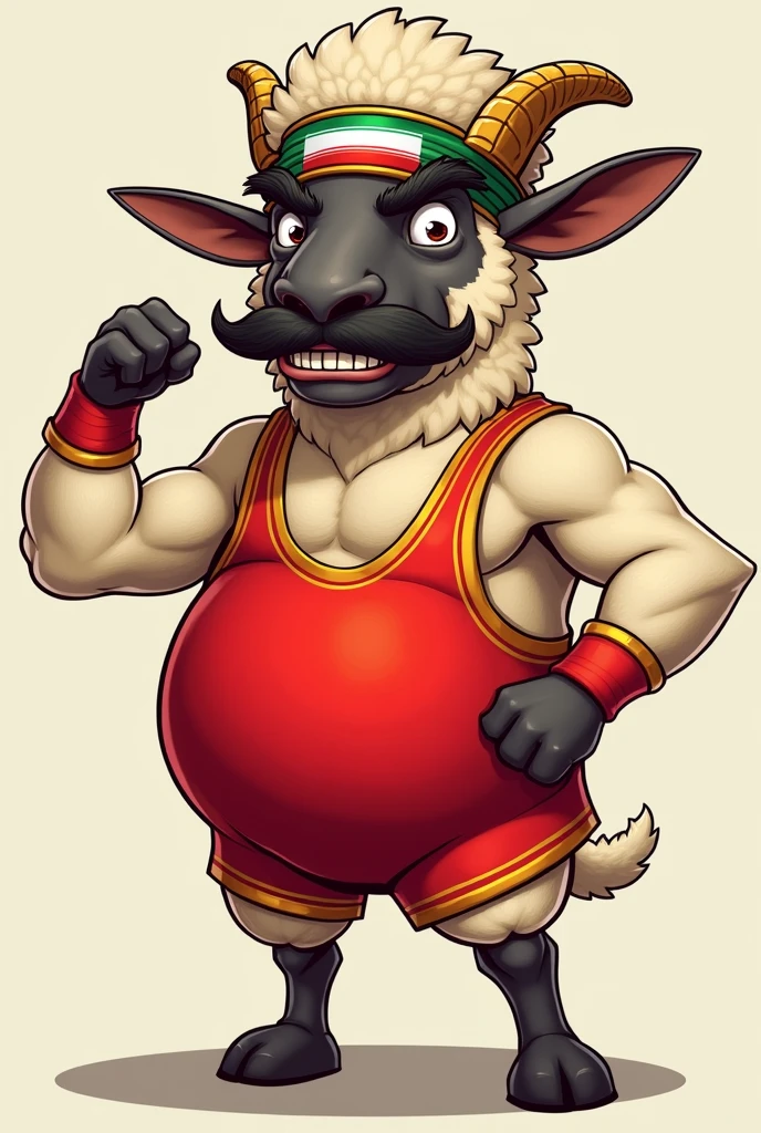 cartoon sheep dressed like wrestler The iron sheik
