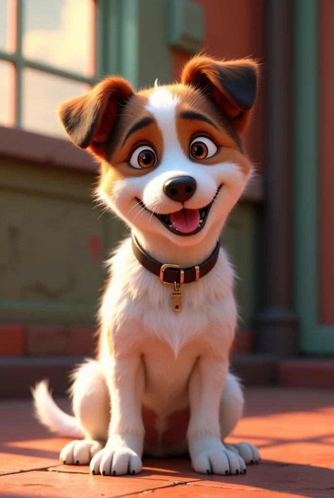 Disney Pixar Style Jack Russell terrier, high qualiy, best qualityer, scruffy, happy, confident, smirk