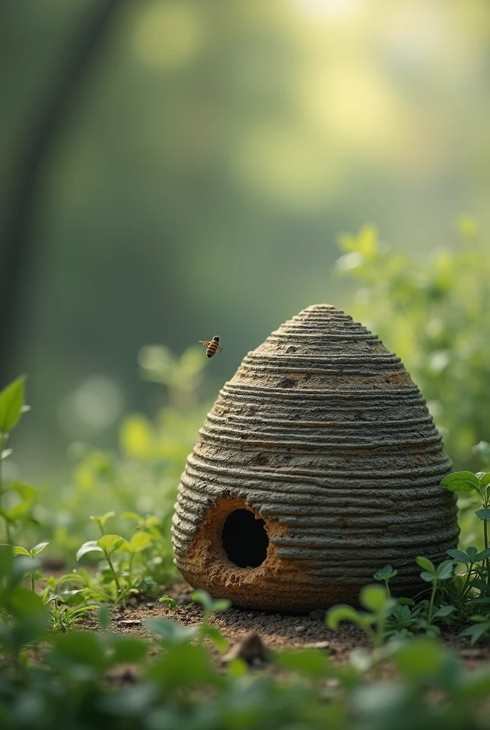 Generate an image of a beehive without bees, para por no background de um site web