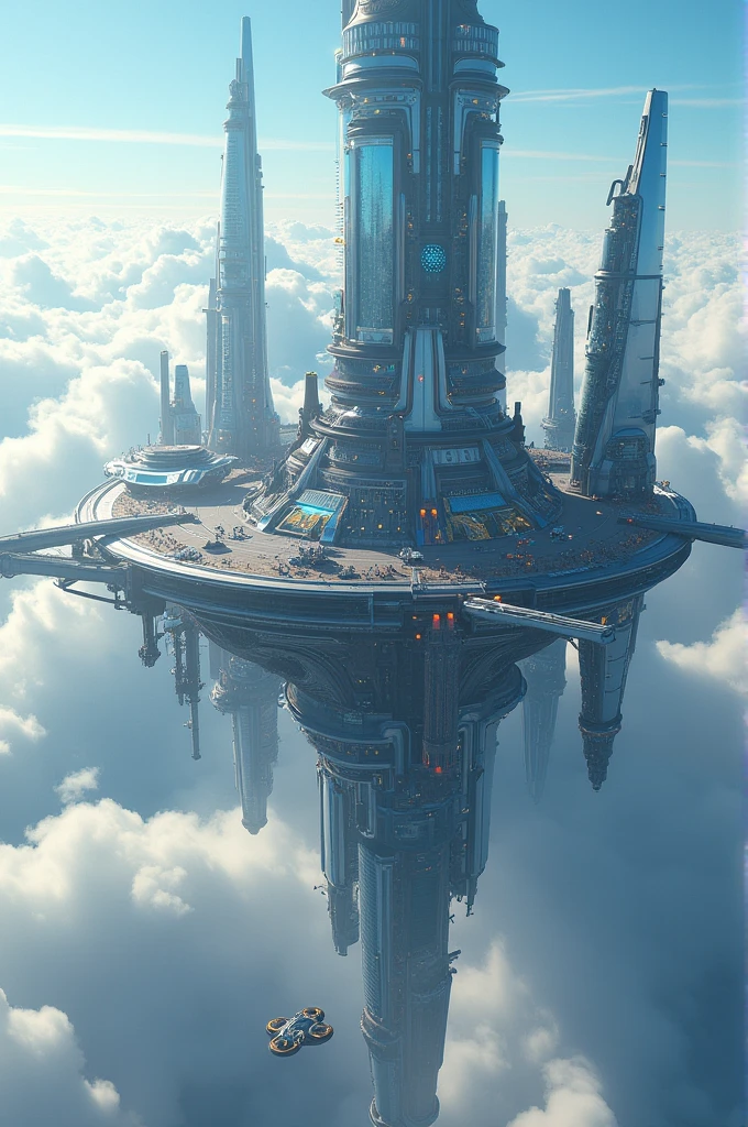 Flying futuristic city