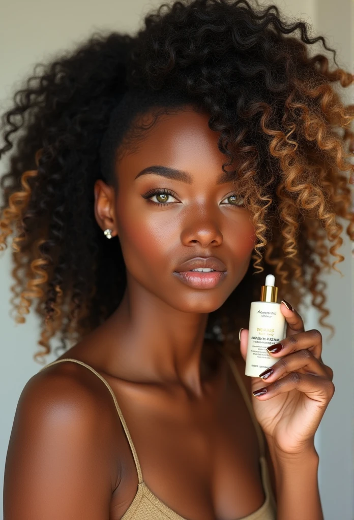 "Ultra-realistic image of a beautiful 21-year-old Afro-Latin girl,Caramel peel, corps parfait, forte poitrine, nez fin,Taille fine, cheveux blond, Curly and curly hair karibean , Piercing light green eyes.hyper-realistic,anatomie correcte,Facial features are carefully represented,Boucles gratuites, curly black hair, (cour, curly blonde hair), Long curly wild black hair, cheveux multiversaux, cour, curly black hair, curly blonde hair, Boucles, wavy hair spread out, Boucles baroques, Boucles, Curly,Texture des cheveux, Curly bang,Photo ID, pretty lips, full body view, posing pic for showing product in hand, full body dressed, fully dressed