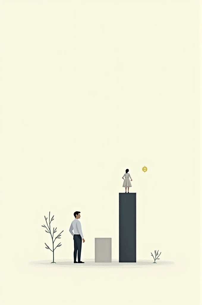 A graph with two bars. A tall bar representing big corporations and a low bar representing ordinary workers. You can add a dollar symbol next to the tall bar and a human figure next to the low bar. Draw with an easy and simple illustration to draw