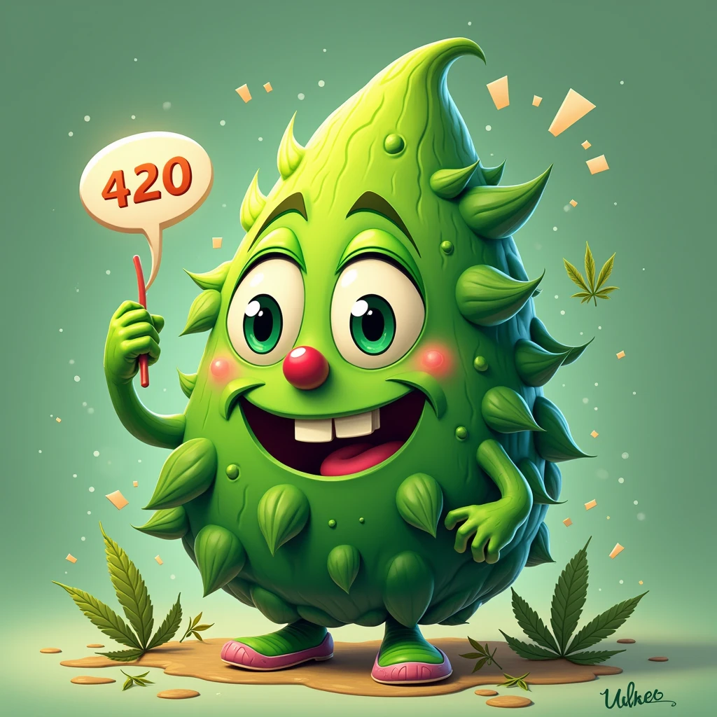 Green bud like a logo, 420, humor everywhere animated