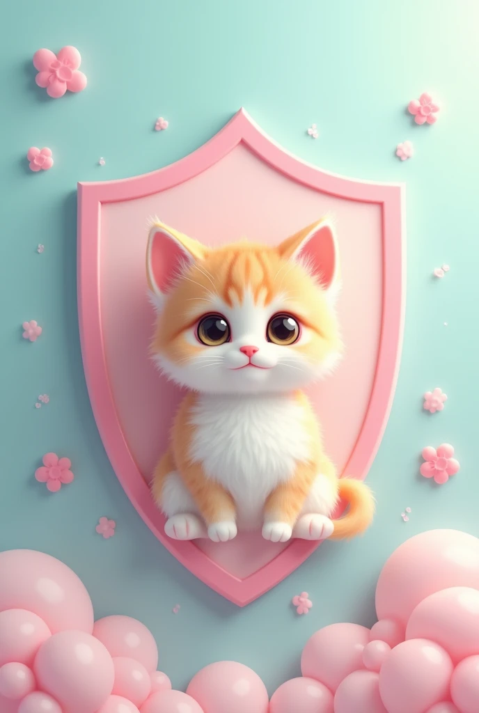 Cute Kitten Shield, In pastel colors