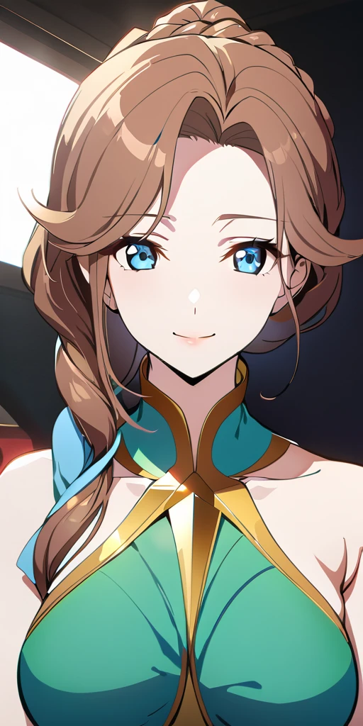 ((((Highest quality、masterpiece、anime style、best quality、high resolution、8k、detailed、ultra-detailed:1.2)))),Beautiful woman with perfect figure:1.4、(Smiling:1.2), double eyelid、30-year-old female、((((One Woman,beautiful face,Beautiful face:1.5)))),Big Breasts、High resolution, accurate, Anatomically correct, High-resolution model, high quality, Very detailed, Ultra high definition、(((Uplifting:1.5)))、Brown Hair、Braid、(((((Aerith Gainsborough:1.2)))))、カウボーイショット