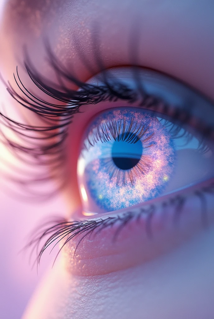 Create two eyes with the iris like a pastel universe