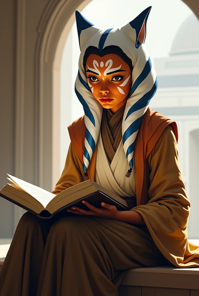 Ahsoka Tano from Star Wars reading a book
