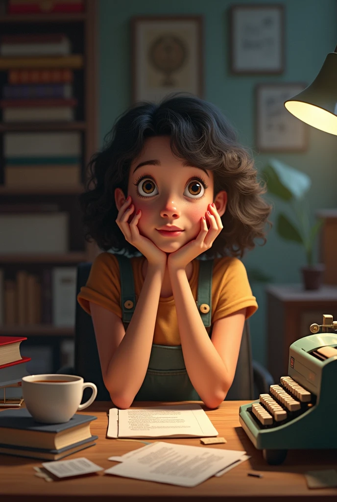 A young writer lying on a desk with some books 