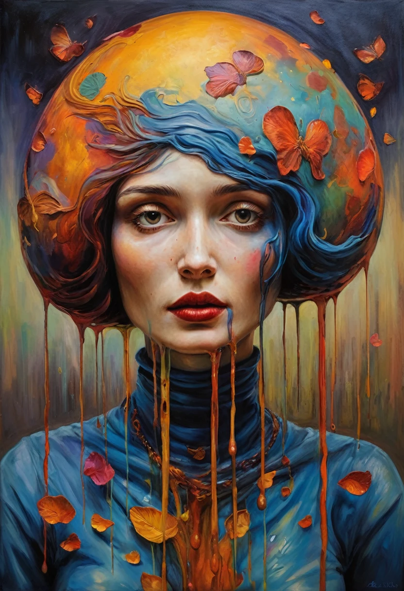 (Artistic Masterpiece of Romantic Life) ( (Themed Art of Life) ( (Conceptual Art) (NFT Exclusive) (Fauvism Work) ()”) Where visual poetry transcends traditional boundaries and embraces the dynamic interplay between creativity and technology Takes),dripping paint,darkart,style, in the style of esao andrews