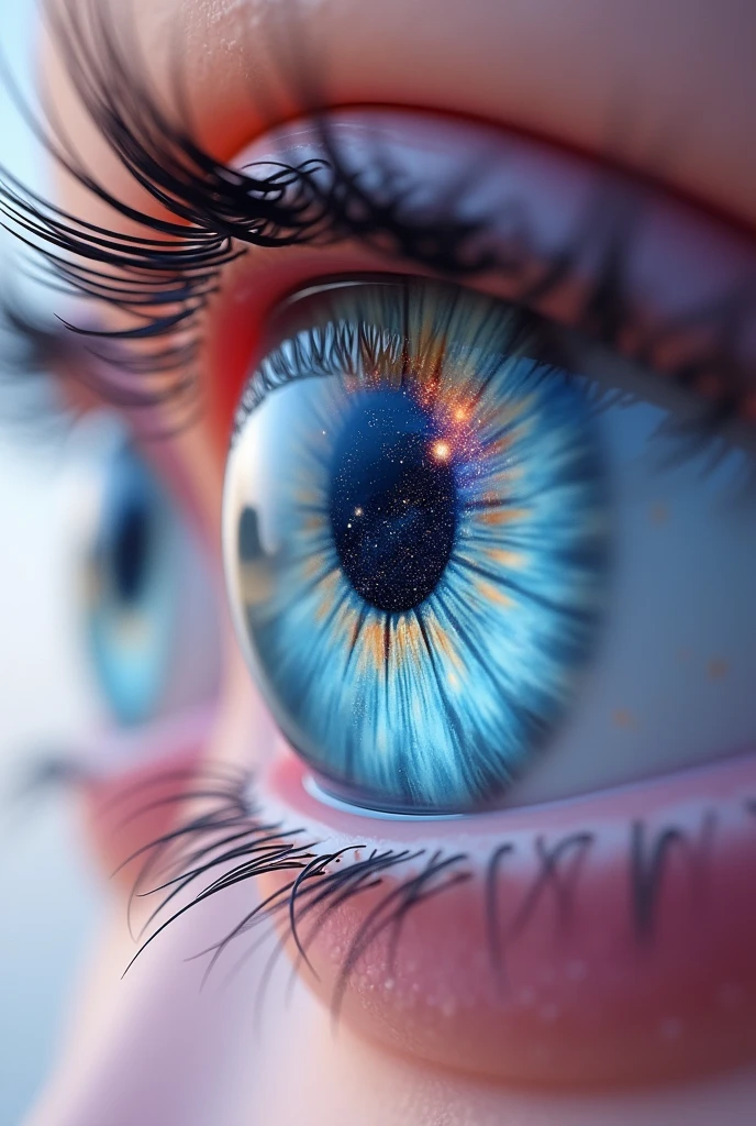 Create two eyes with the iris like a pastel universe
