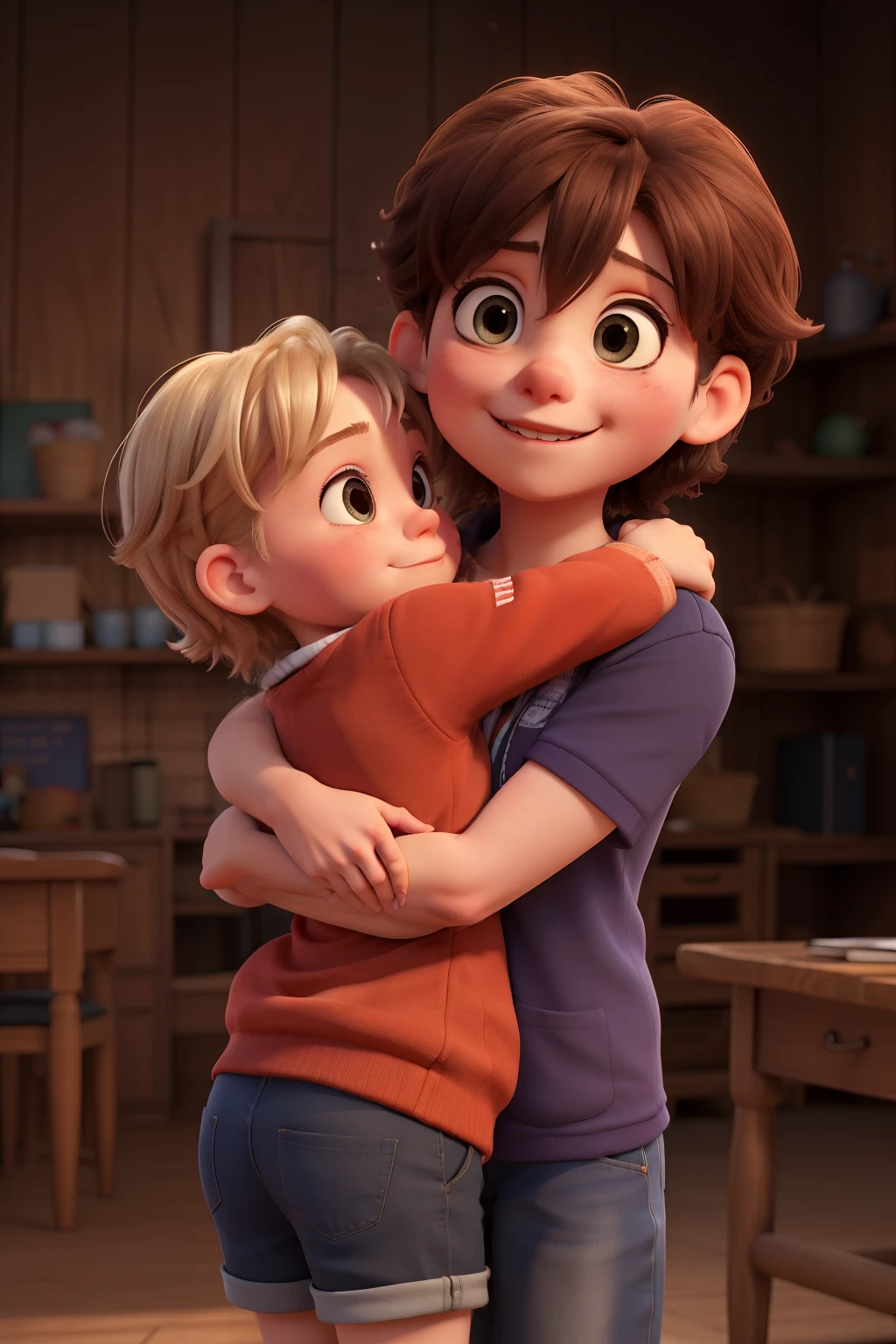 hugging a child