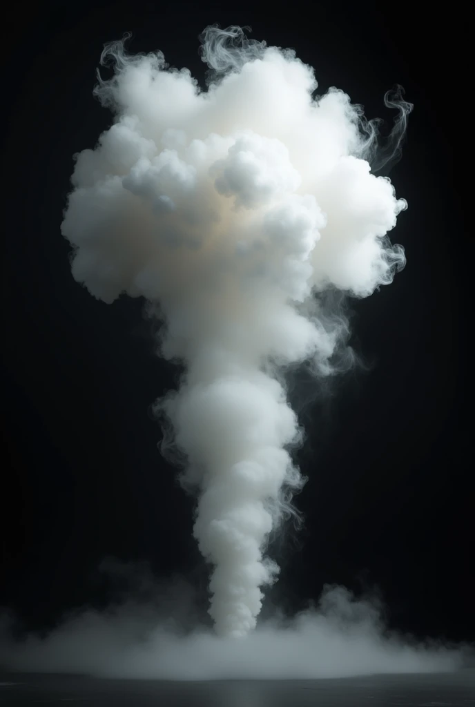 White smoke bomb against a black background