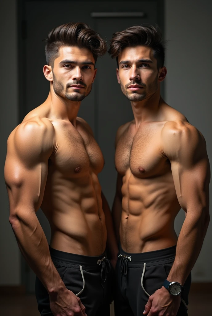 Two Vietnamese men, 25 years old, 2 Asian people , just, อวัยวะsexชายใหญ่, bare ,hugs and kisses, Handsome and elegant, just, sexy , Masculine and handsome,hugs and kisses, have muscles,The muscles look good..,hairy, Have fair skin...,no beard, full body photo,(very detailed, realistic, best quality, 4K, 8ก, height, Masterpiece:1.3), mature man, Charming and outstanding , (The body builds muscle), อวัยวะsexชายใหญ่, sweat, dirty face ,tight chest, sex,See-through shirt, Erotic, Horny, Look straight..., Accessories include luxury watches., in the classroom,look at the audience.,muscle veins,no underwear
