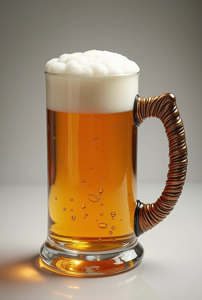 A beer mug with a handle that says Fmília Pascine on the mug