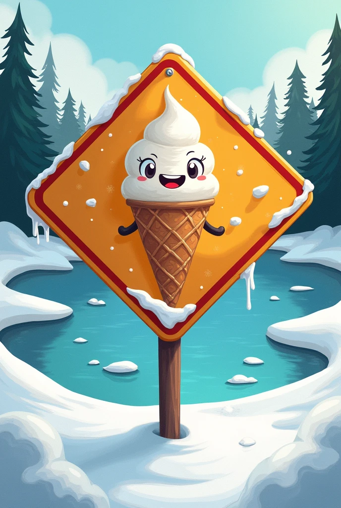caution ice cream sign