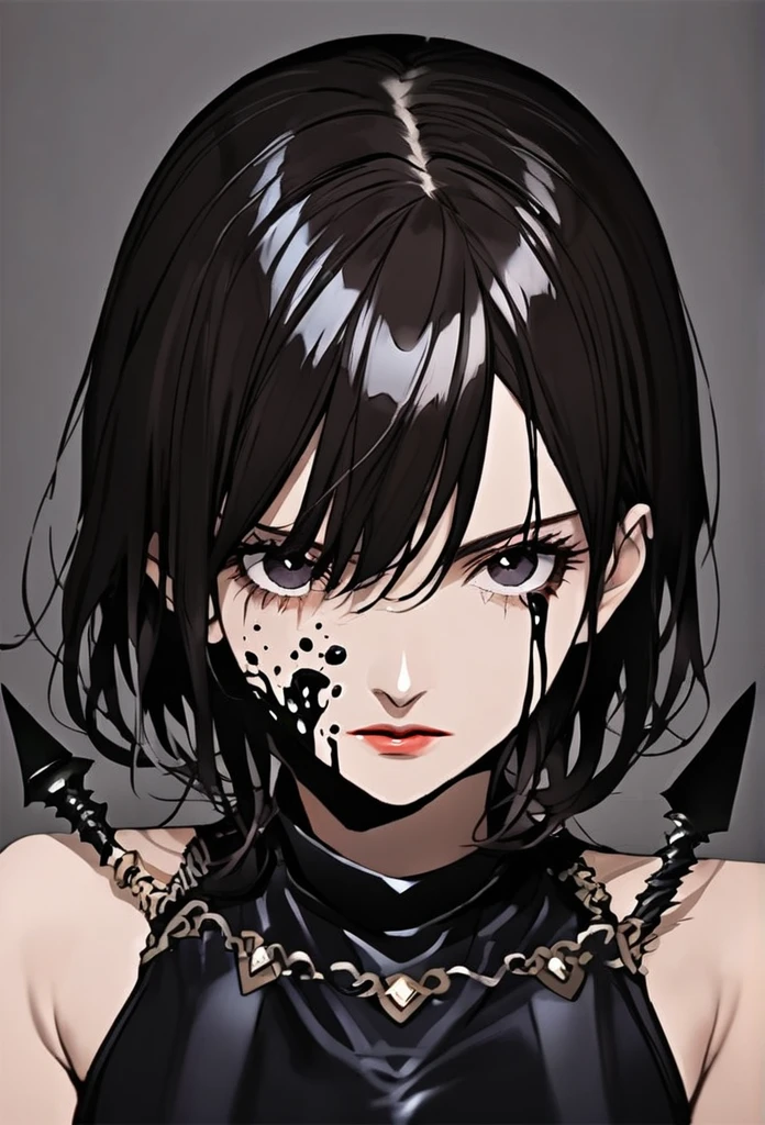 Emma Watson, fantasy rogue, daggers, dark liquid on face and body