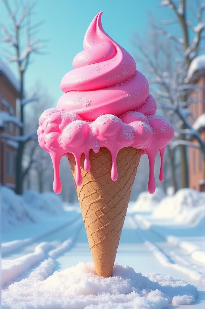 caution ice cream sign pink