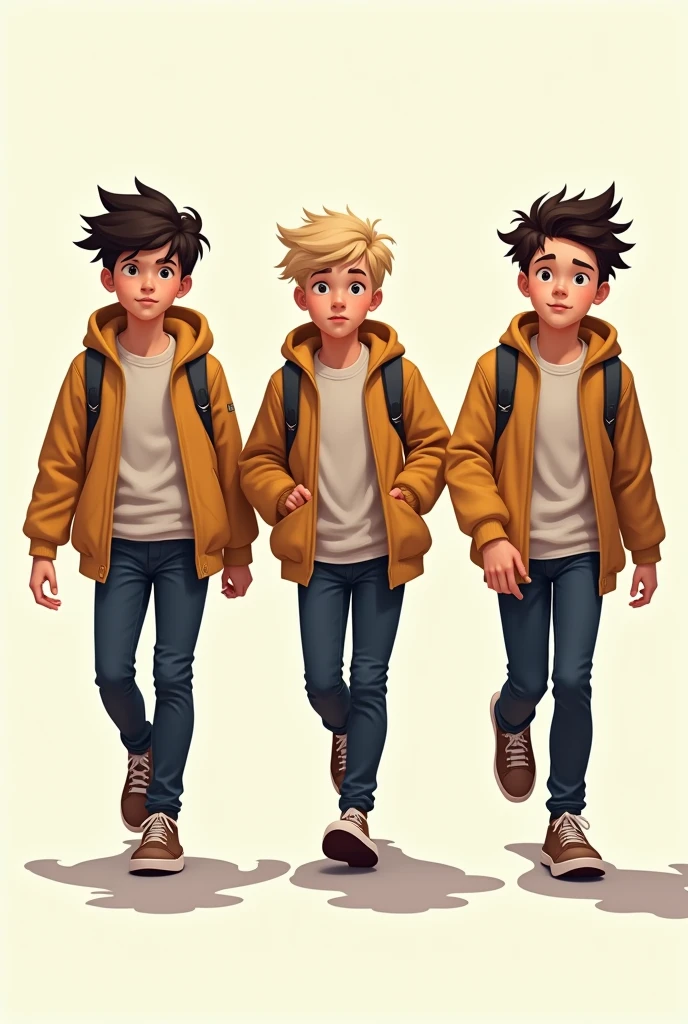 3 smart boys having same dress but goes in different direction 