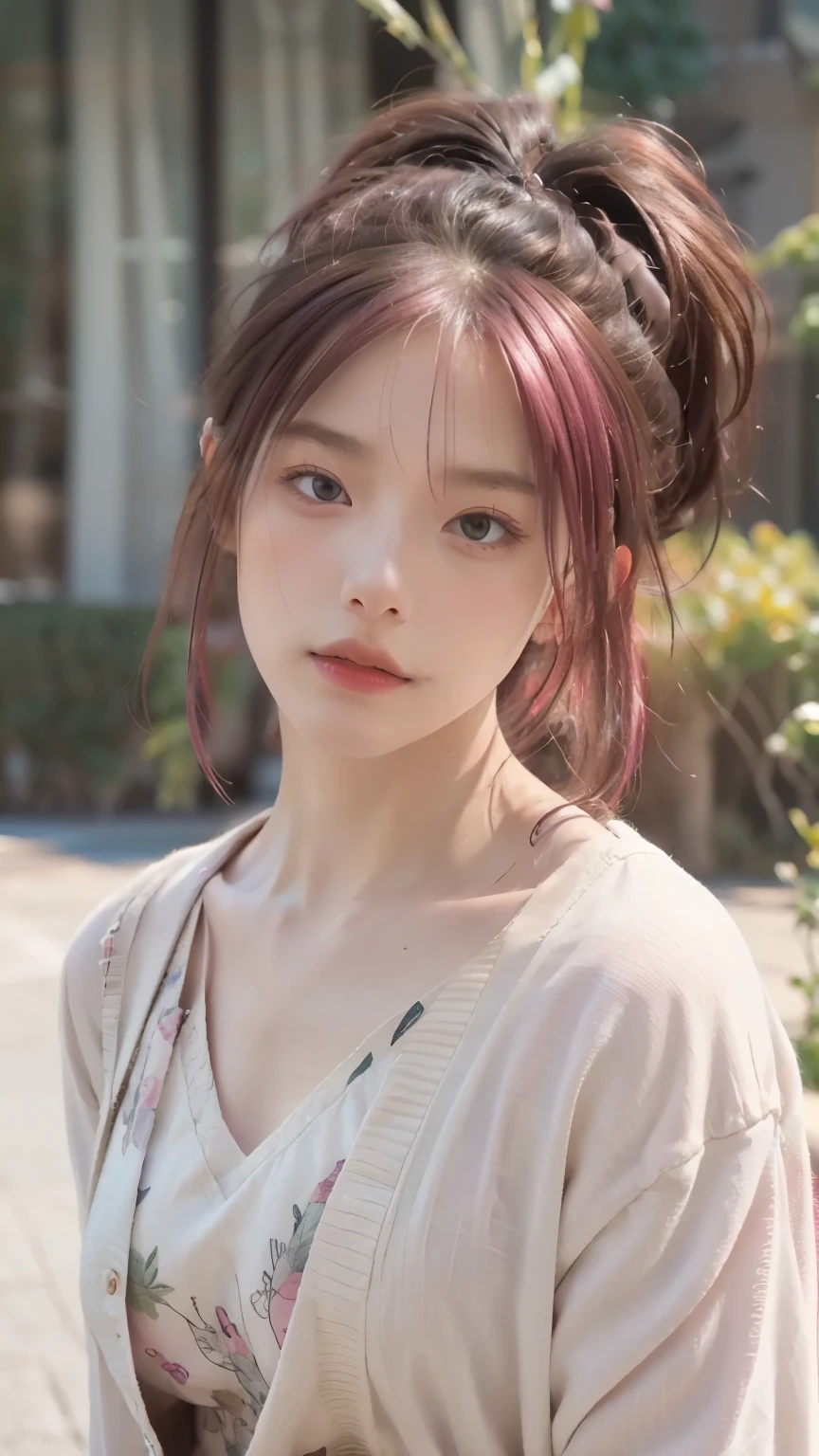 最high quality, masterpiece, 超High resolution, (Realistic:1.4), RAW Photos, 1 person,, short hair,, (masterpiece, 最high quality, high quality, High resolution, Very detailed),Pink Hair