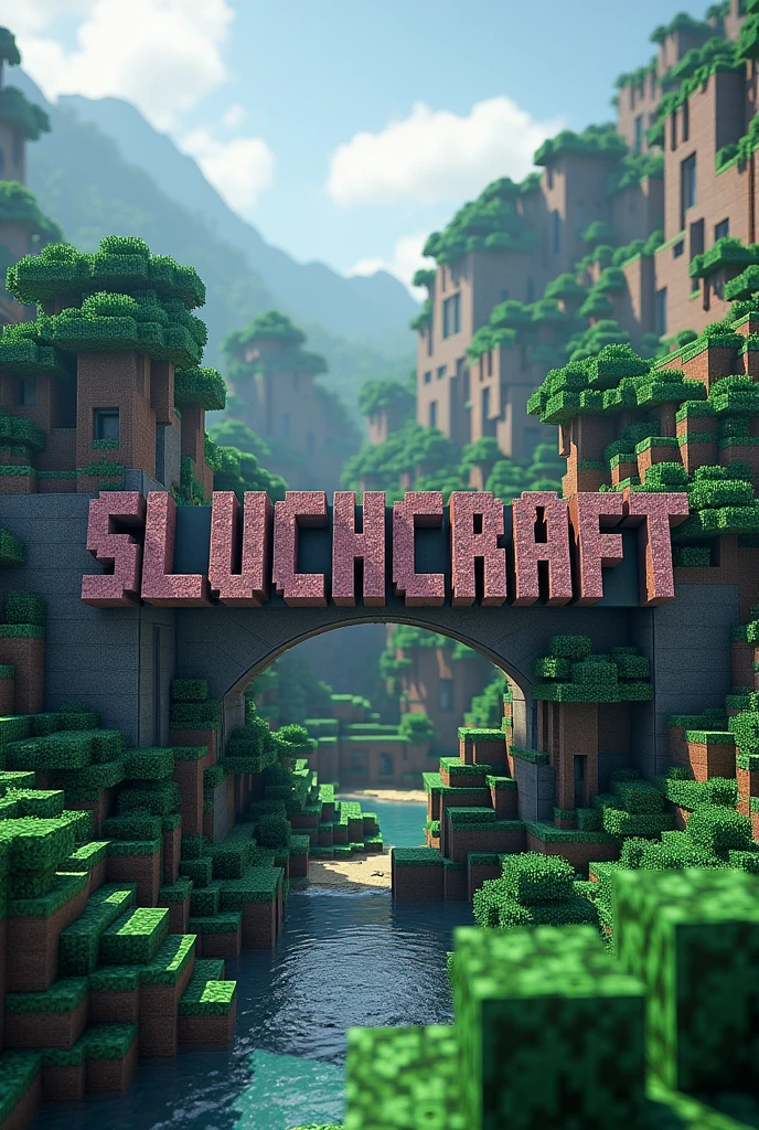 Generate a Minecraft photo that says SLUCHCRAFT