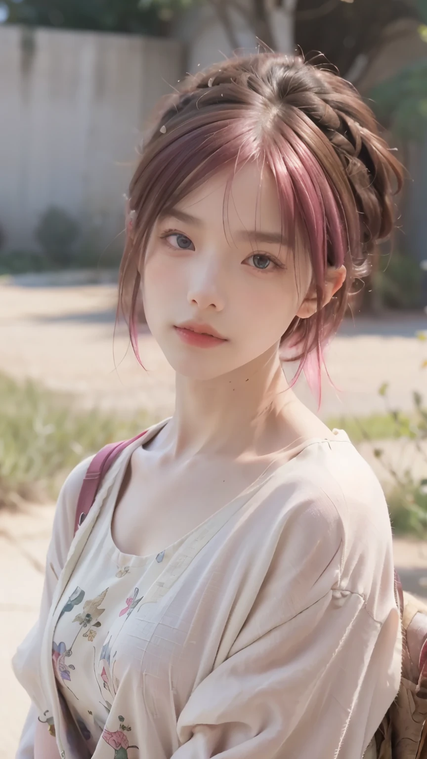 最high quality, masterpiece, 超High resolution, (Realistic:1.4), RAW Photos, 1 person,, short hair,, (masterpiece, 最high quality, high quality, High resolution, Very detailed),Pink Hair