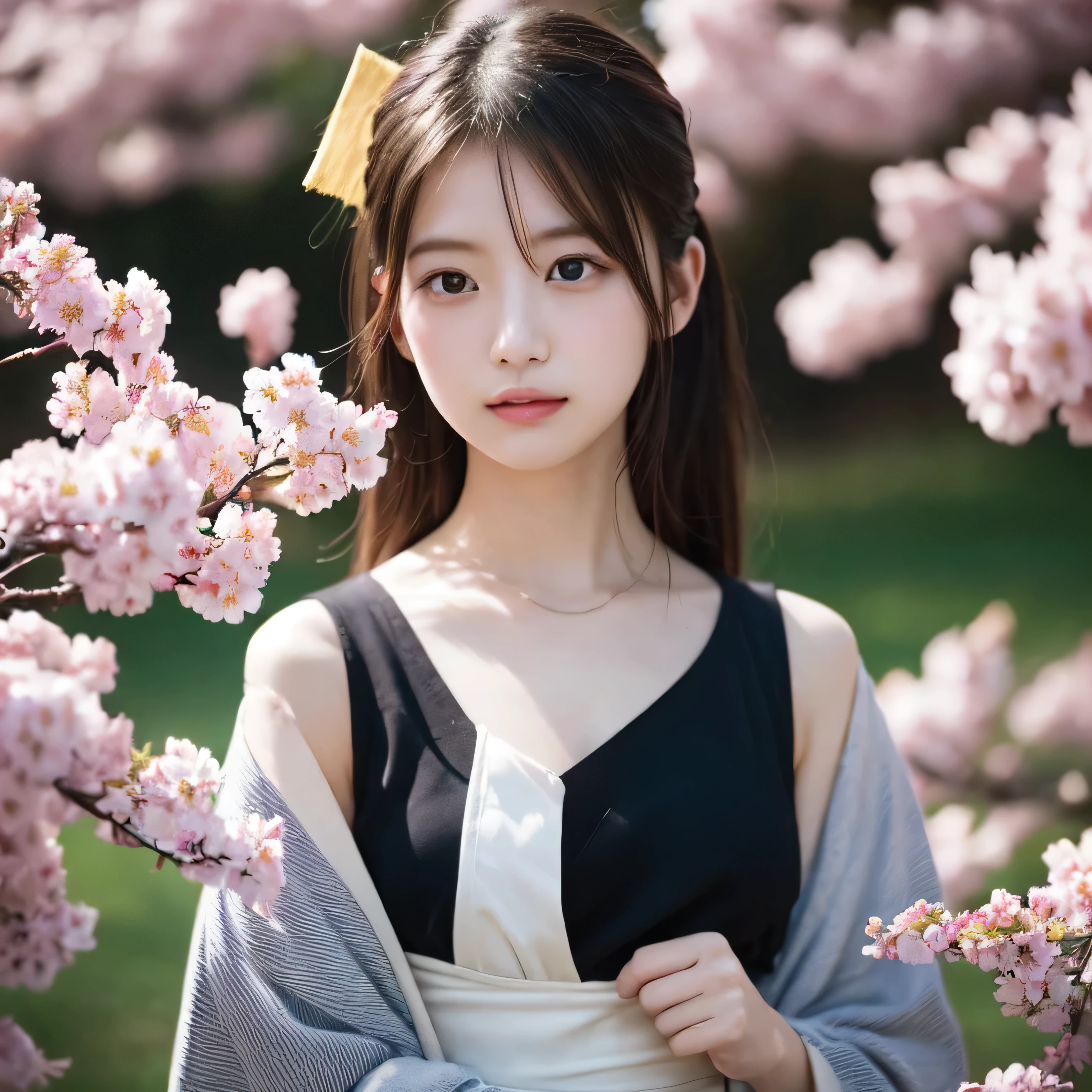 Graduation Ceremony、university student、22 years old、hakama 、Hair tied up、Cherry tree in full bloom、Cherry blossom confetti、Perfect Proportions、cute、((18-year-old female:1.ung and adorable Japanese face,Official Art,Highly detailed CG Unity 8K wallpapers,(masterpiece:1.0),(Highest quality:1.0), 超High resolution,4K,Very detailed, photo shoot, 8k, Hmph, High resolution, Kodak Portrait 400, Film Grain, Lens Flare Glow,高いest quality,8k,Hmph:1.2),Portrait Shot,8k、Show Viewer