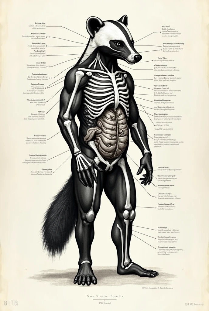 drawing of the honey badger's body with each part