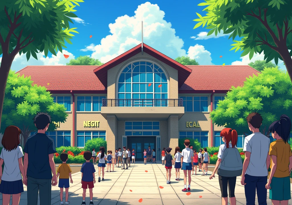 Entrance of a Brazilian high school in the Anime style