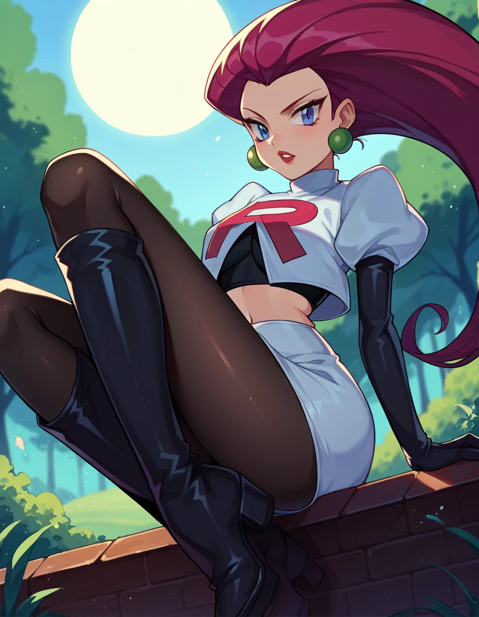 Jessie, team rocket, brown Pantyhose, high boots, gloves, sun shiny day