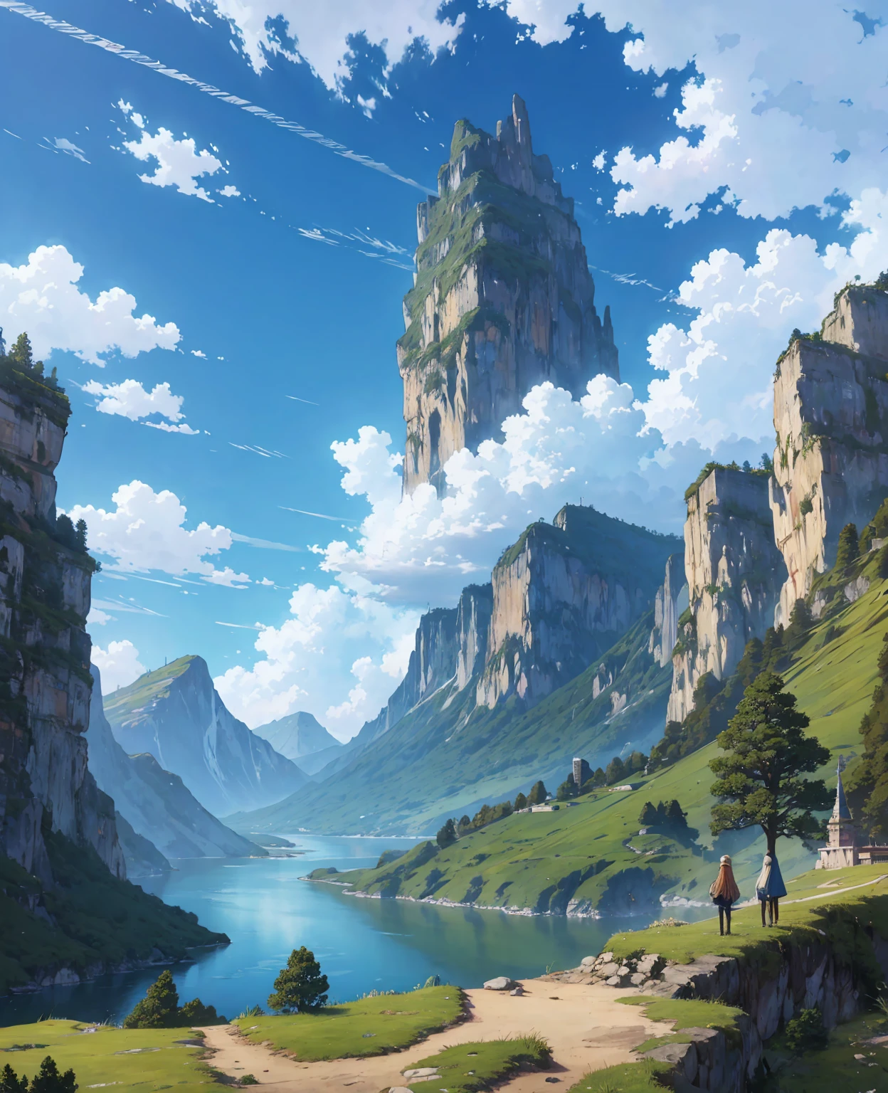 ((Anime landscape wallpaper: 1.2, width 672, beautiful art UHD 4K: 0.8), (anime country landscape, anime nature, anime), anime cloud, landscape artwork, epic landscape), (anime style art style, detailed landscape, beautiful fluffy clouds: 1.2, landscape background), well-lit, bright picture (field, a painting of mountains and rivers, anime theme), )  