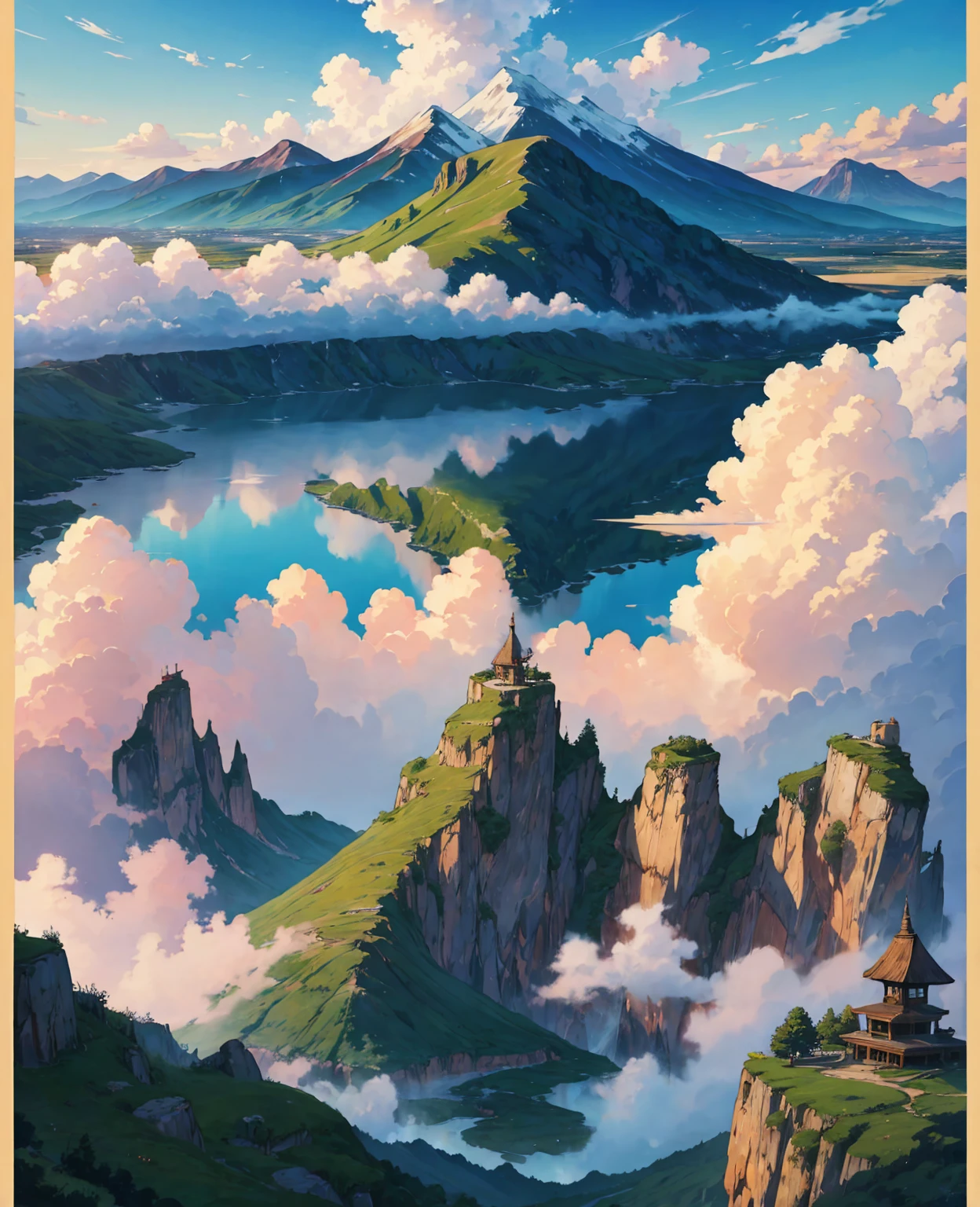 ((Anime landscape wallpaper: 1.2, width 672, beautiful art UHD 4K: 0.8), (anime country landscape, anime nature, anime), anime cloud, landscape artwork, epic landscape), (anime style art style, detailed landscape, beautiful fluffy clouds: 1.2, landscape background), well-lit, bright picture (field, a painting of mountains and rivers, anime theme), )