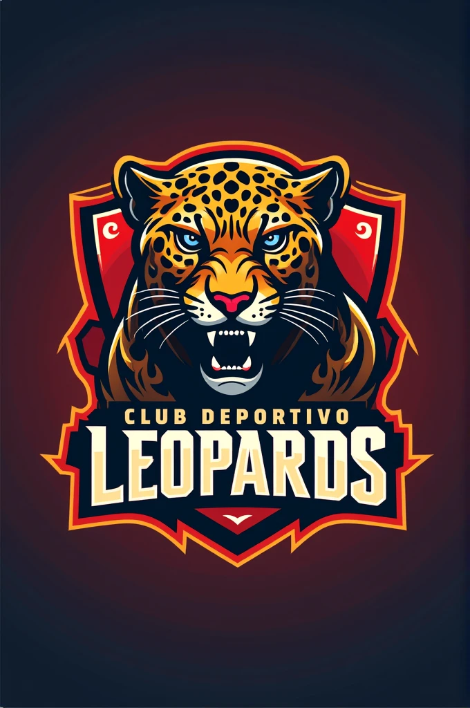 Create a logo for a football team called CLUB DEPORTIVO LEOPARDOS 80 - 90, To be in Spanish and with original colors. Leopards as written like this